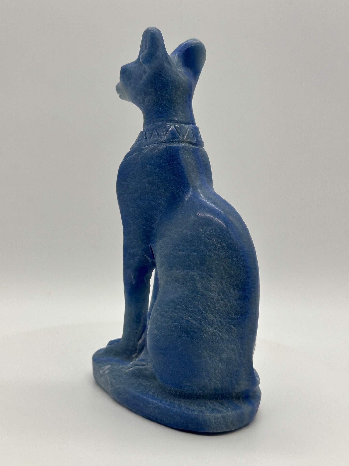 Large Stunning Blue Aventurine Egyptian Cat Carving, Cat Carving, Hand Carved, 9 inches tall