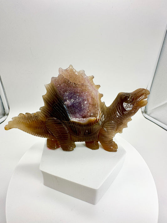 Amethyst Agate dinosaur carving, dinosaur carving, Amethyst Agate carving, Home decor, Reiki Healing, gift, Crystal Animal Figurine,