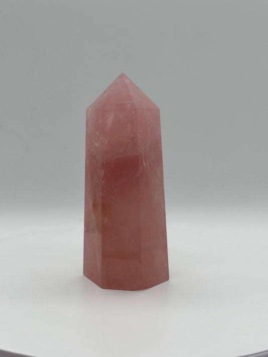 Natural Rose Quartz Tower, Rose Quartz Point, 4.5 inches tall