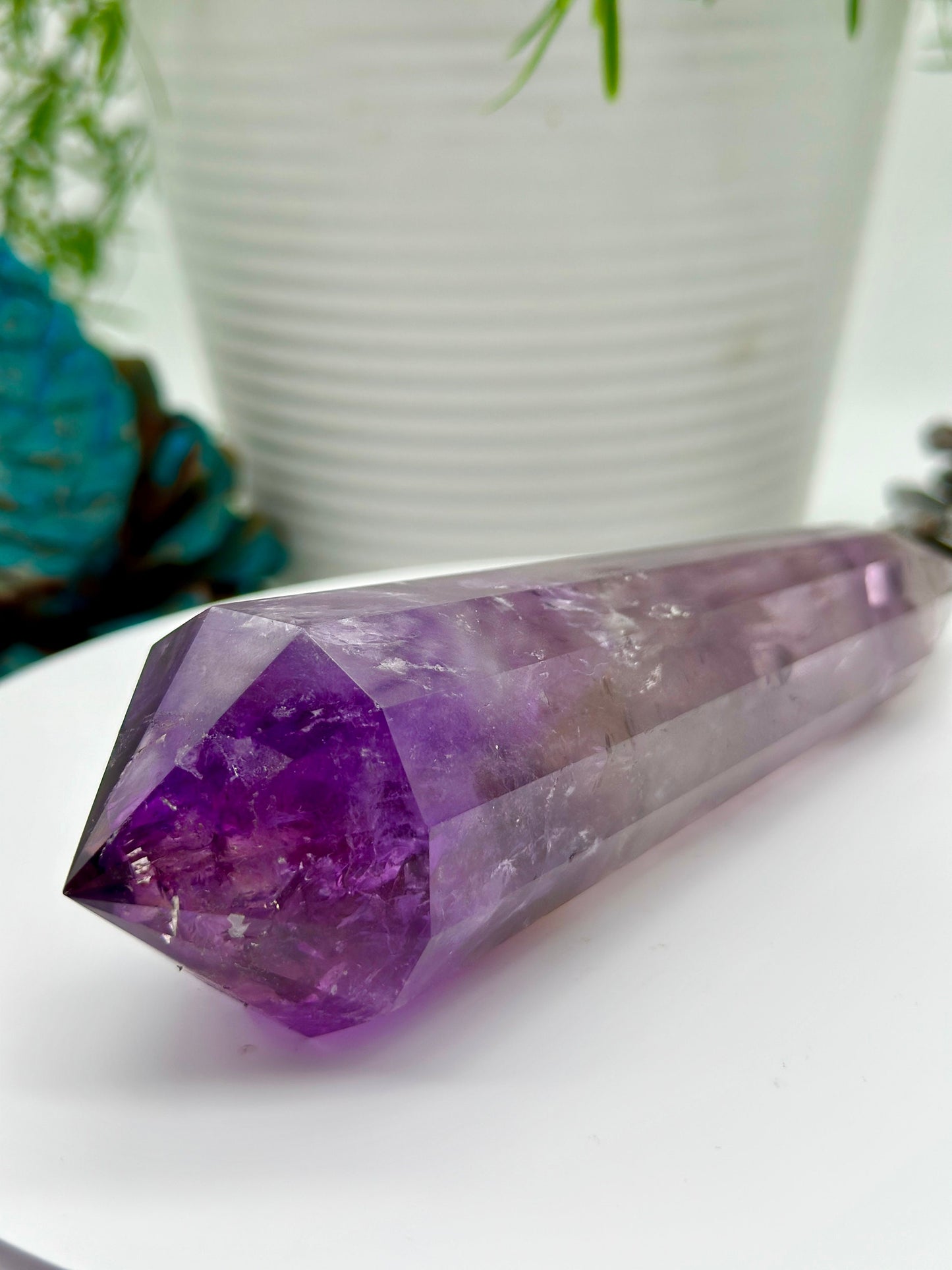 Grade AAA Amethyst Vogel Wand with Phantoms, Double Terminated Quartz,Amplified Crystal Healing