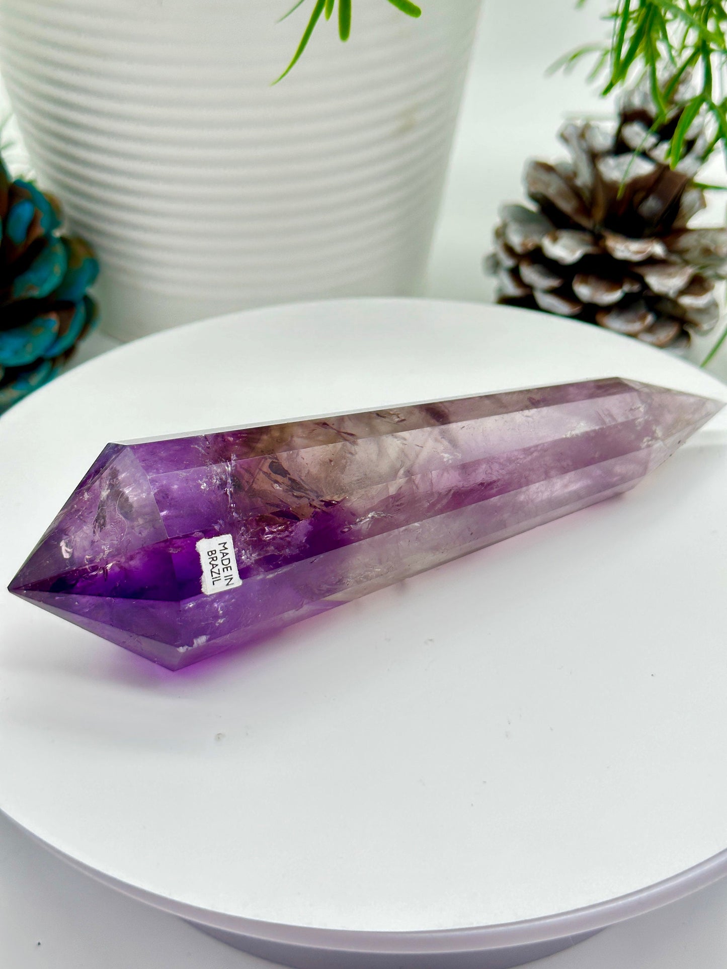 Grade AAA Amethyst Vogel Wand with Phantoms, Double Terminated Quartz,Amplified Crystal Healing