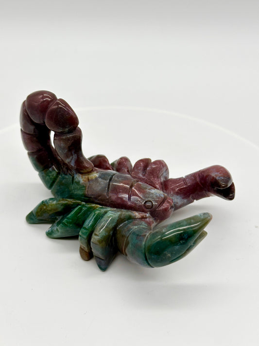 Ocean Jasper Scorpion Carving, OJ carving, Ocean Jasper Scorpion - Strength & Renewal - Jasper Crystal Carved Scorpion