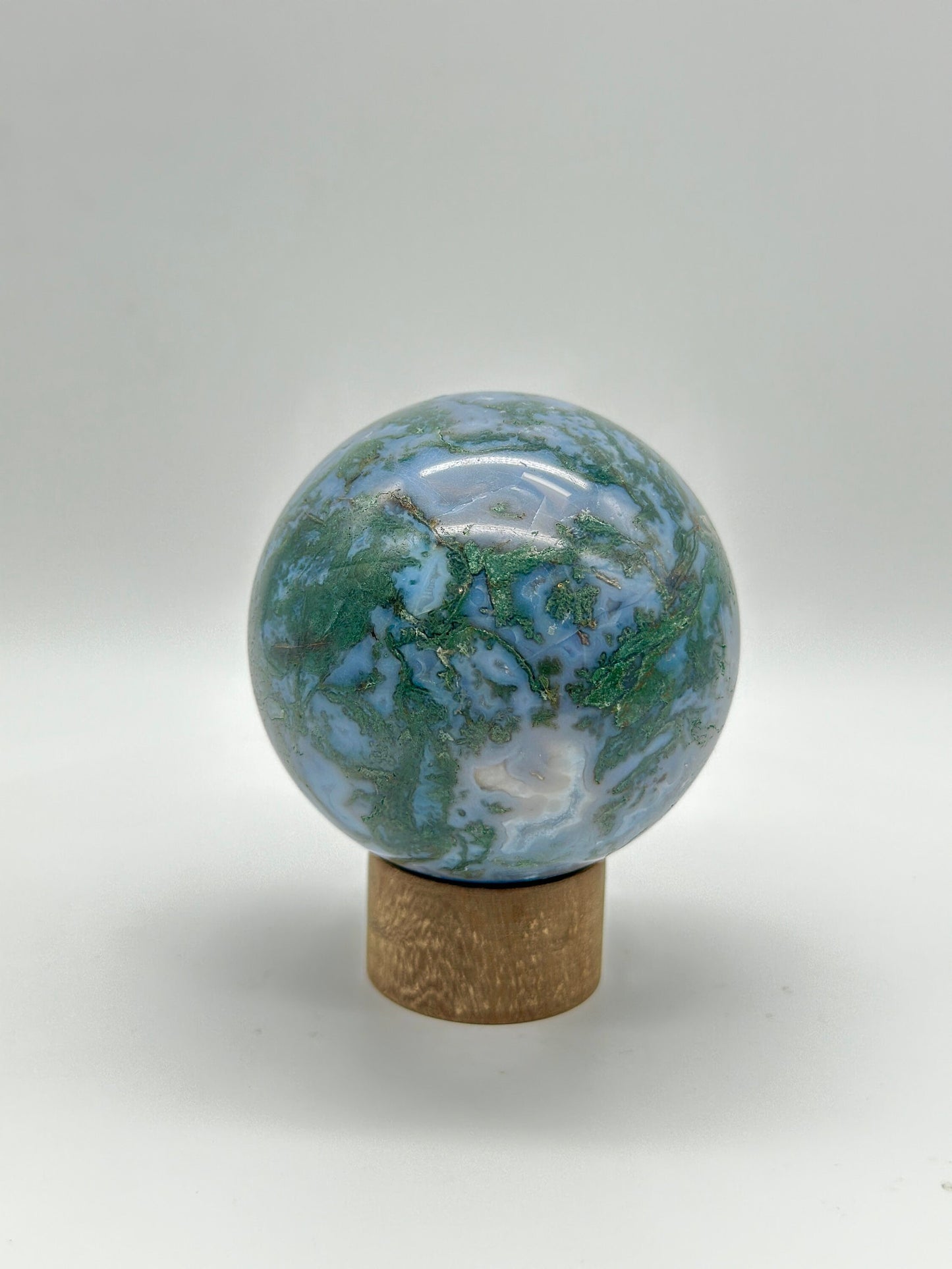 Blue Moss Agate Sphere with druzy, Natural Moss Agate Crystal Sphere, Quartz Crystal Ball, Home Decoration, Reiki Healing, Crystal Gifts