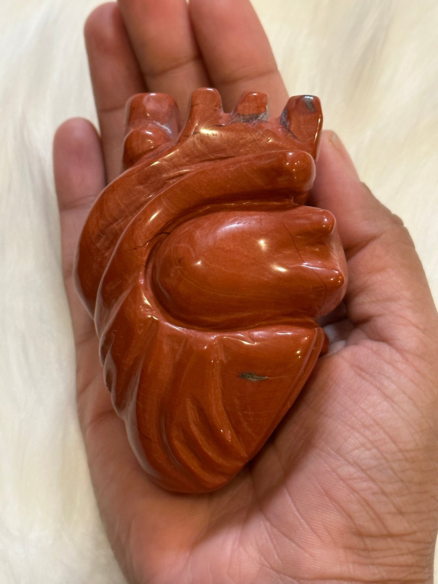 Red Jasper Anatomical Heart Carving | Human Crystal Heart