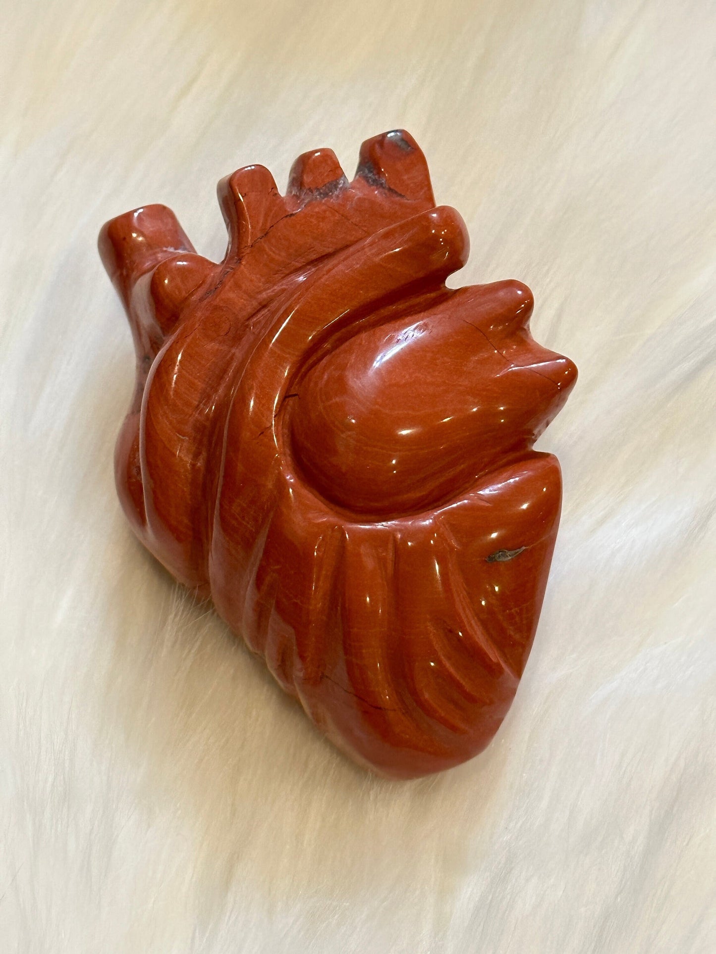 Red Jasper Anatomical Heart Carving | Human Crystal Heart