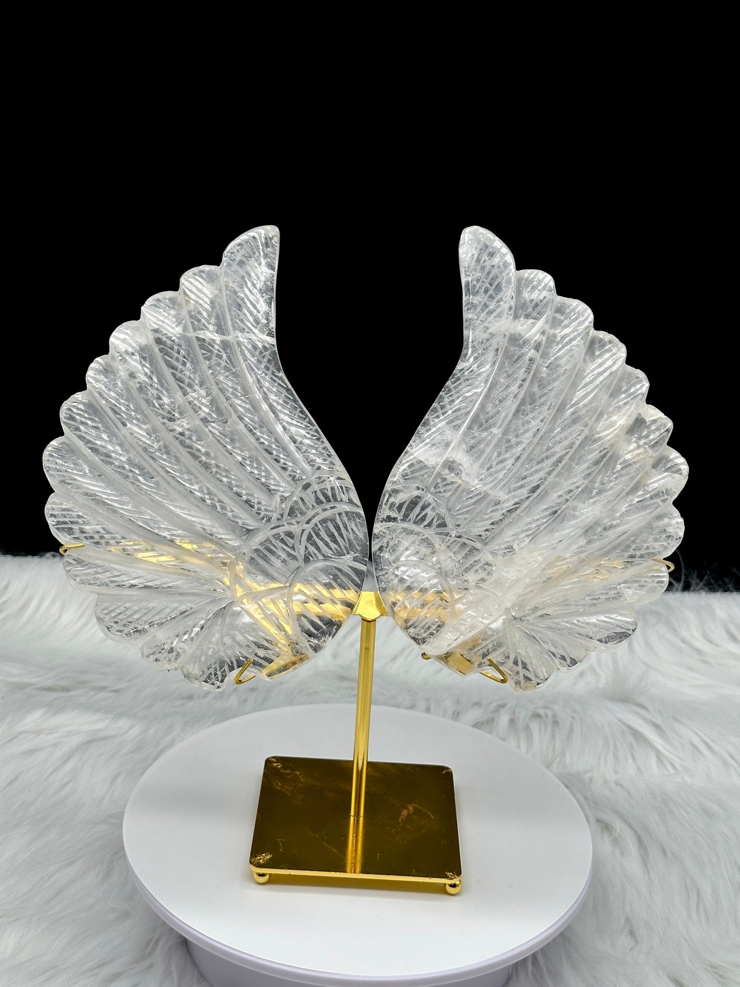 Large High Quality Clear Quartz Angel Wings on stand, Crystal Angel Wing, Clear quartz wings - Home decor and gift item