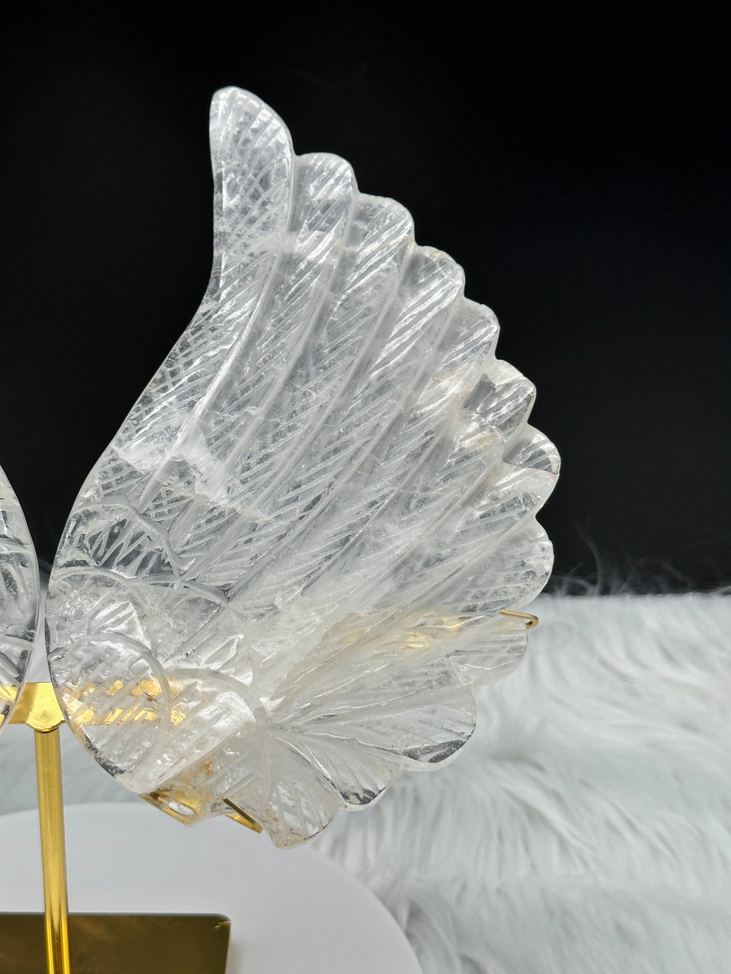 Large High Quality Clear Quartz Angel Wings on stand, Crystal Angel Wing, Clear quartz wings - Home decor and gift item