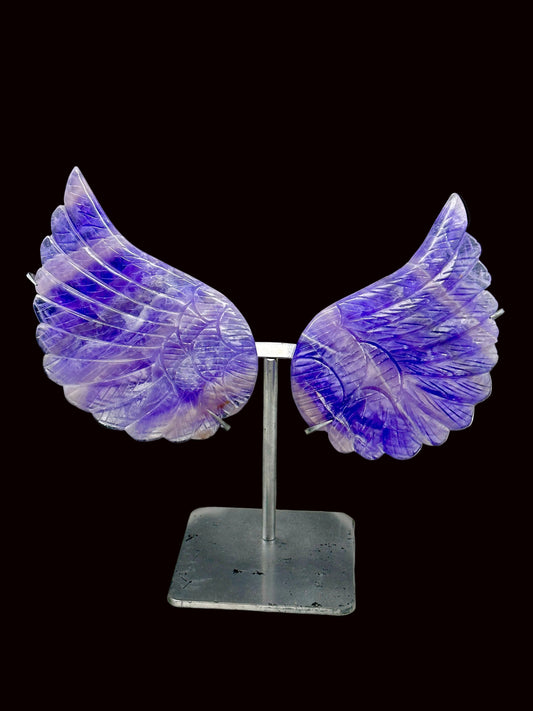 Purple Fluorite Angel Wings on Stand | 14x18 Inch | 1kg