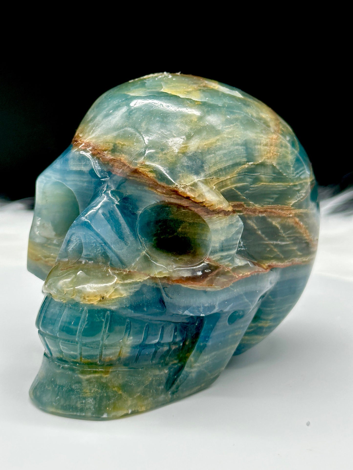 Natural Rare High Quality Blue Onyx Crystal Skull Large Hand Carved, Blue Onyx Skull For Happiness, Healing And Peace