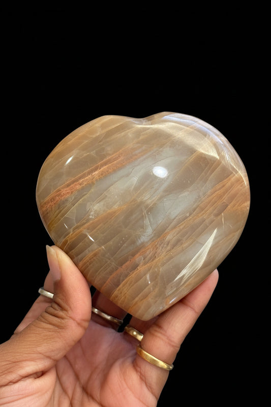 High Quality Peach Moonstone Heart, Silver Sheen Peach Moonstone, Moonstone Hearts, Crystal Heart, Crystal Healing