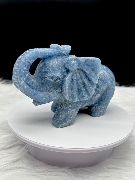 Blue Celestite, Blue Celestite elephant, Elephant Carving,crystals and minerals,Crystal carvings