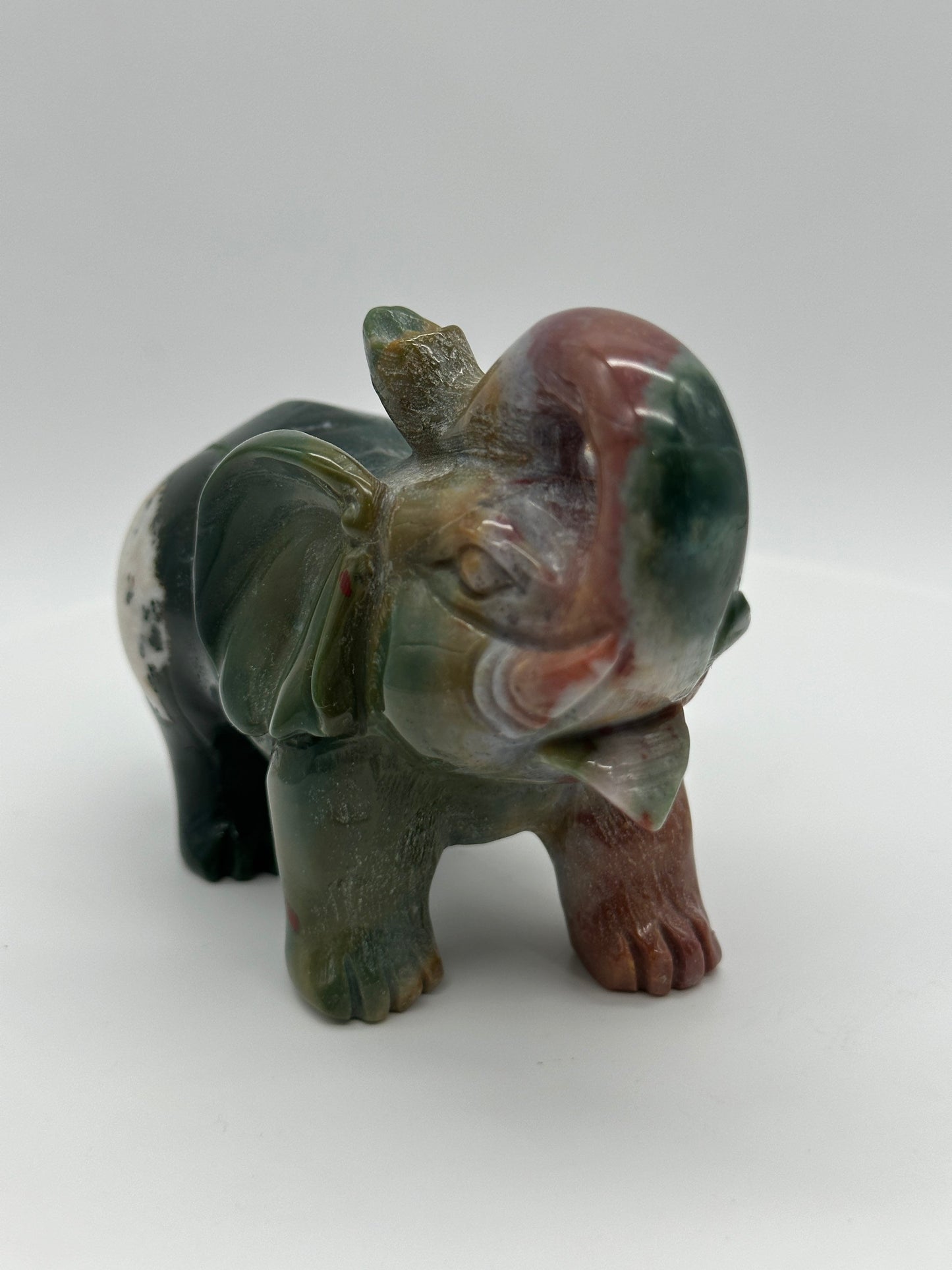 Ocean jasper elephant carving, crystal elephant carving, natural hand carved ocean jasper elephant crystal animal for home decoration