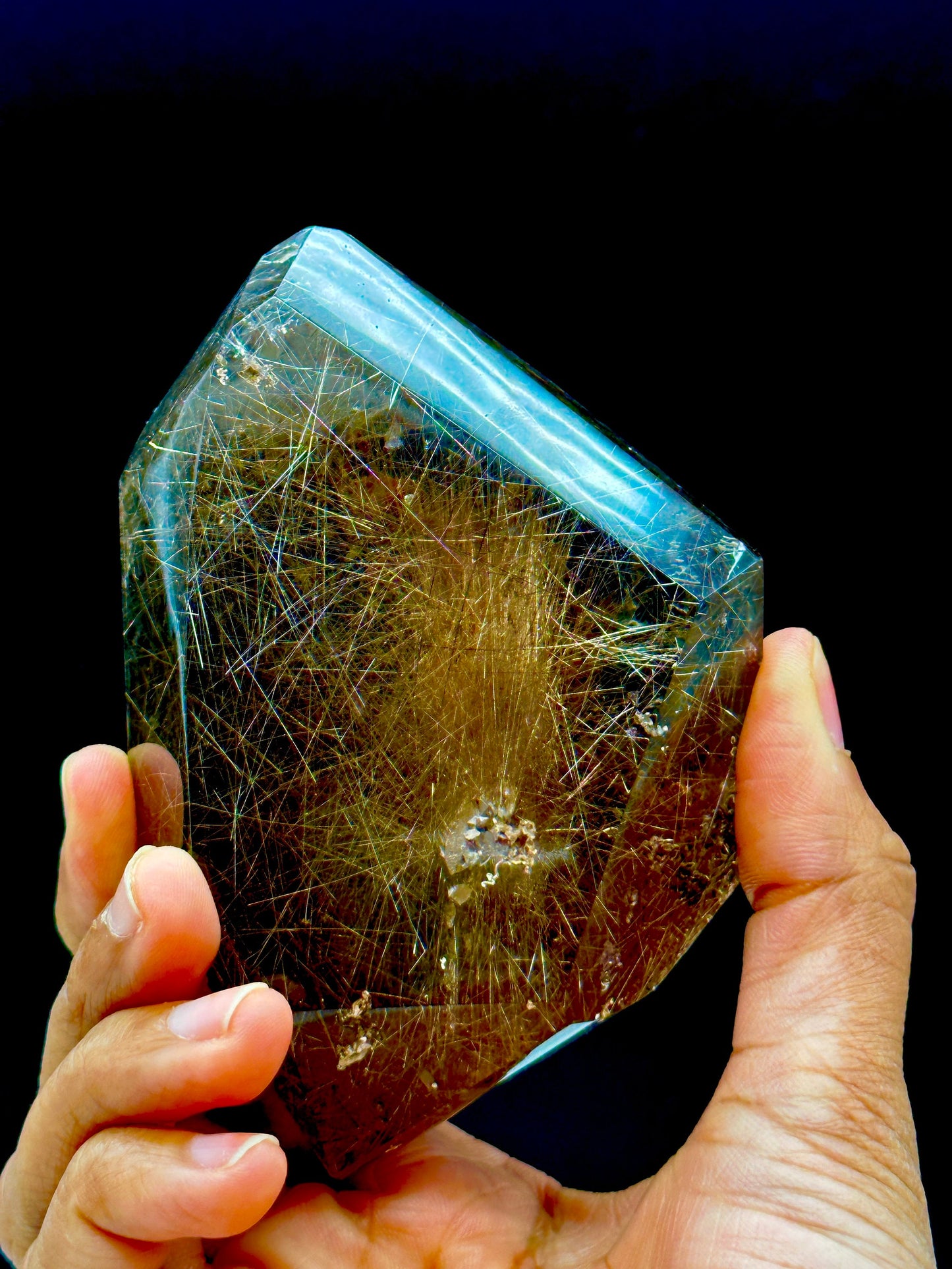 Beautiful large Rutile quartz freeform, Smoky quartz freeform with rutile, Rutile in Quartz