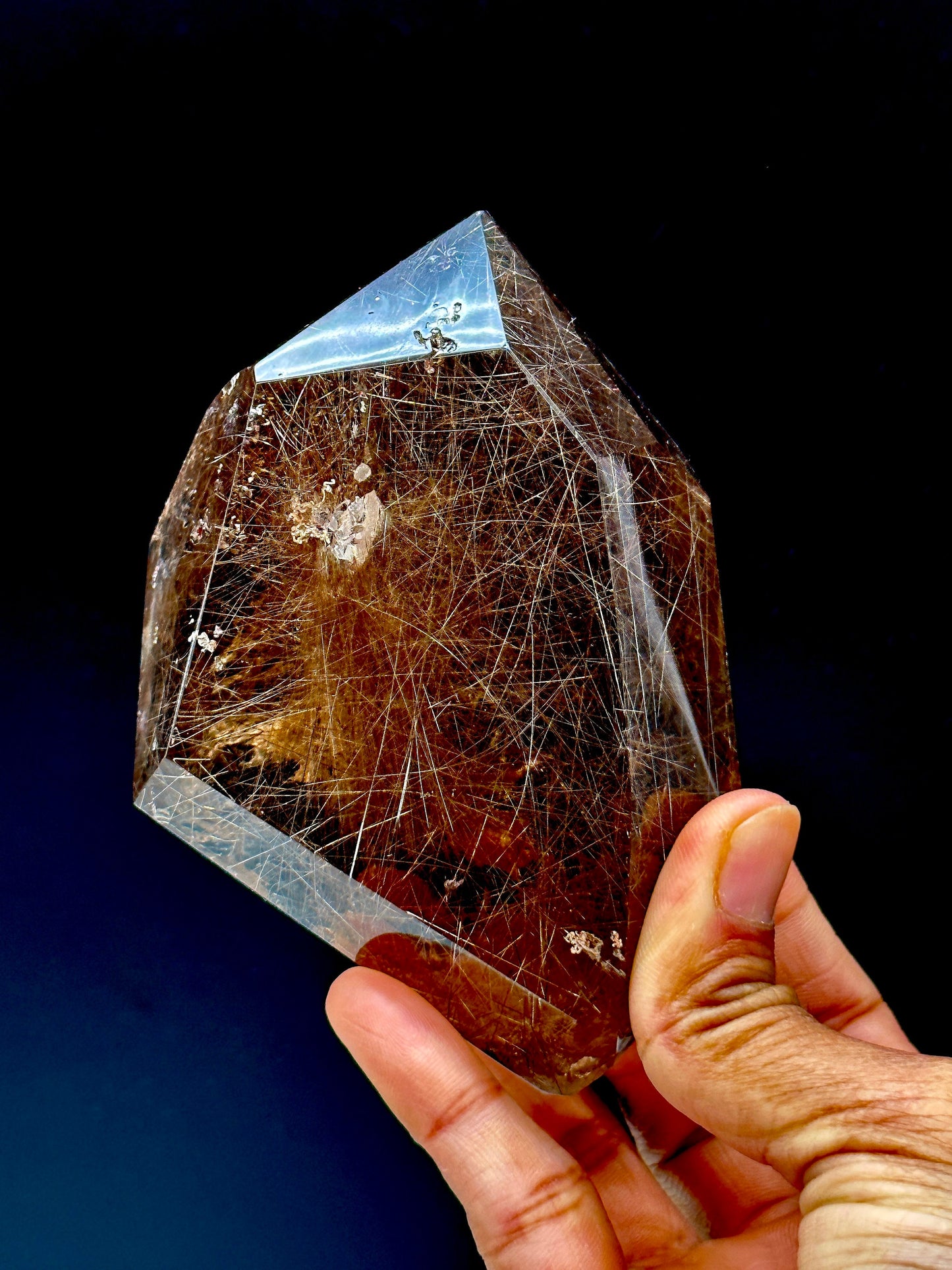 Beautiful large Rutile quartz freeform, Smoky quartz freeform with rutile, Rutile in Quartz