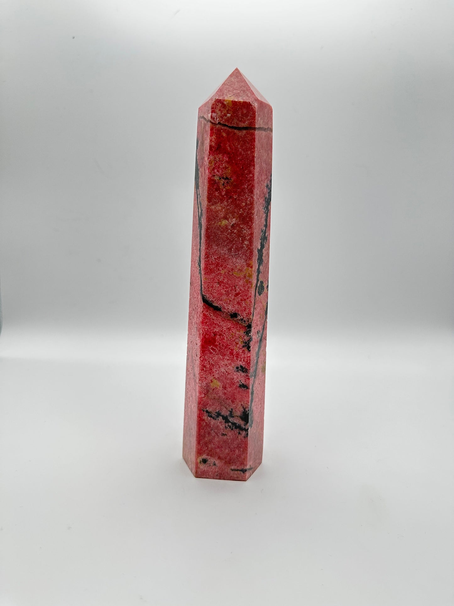 Beautiful XL Rhodonite tower, Natural Rhodonite point