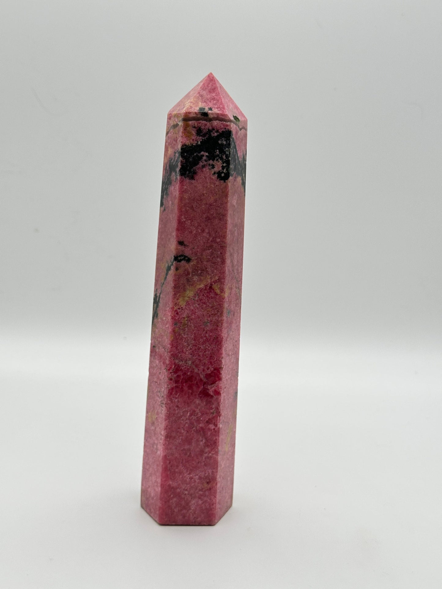 Beautiful XL Rhodonite tower, Natural Rhodonite point