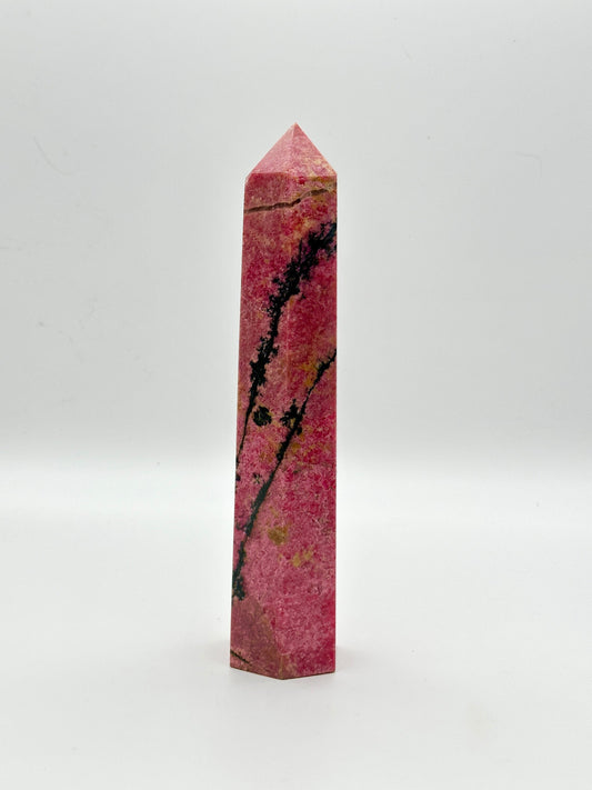 Beautiful XL Rhodonite tower, Natural Rhodonite point