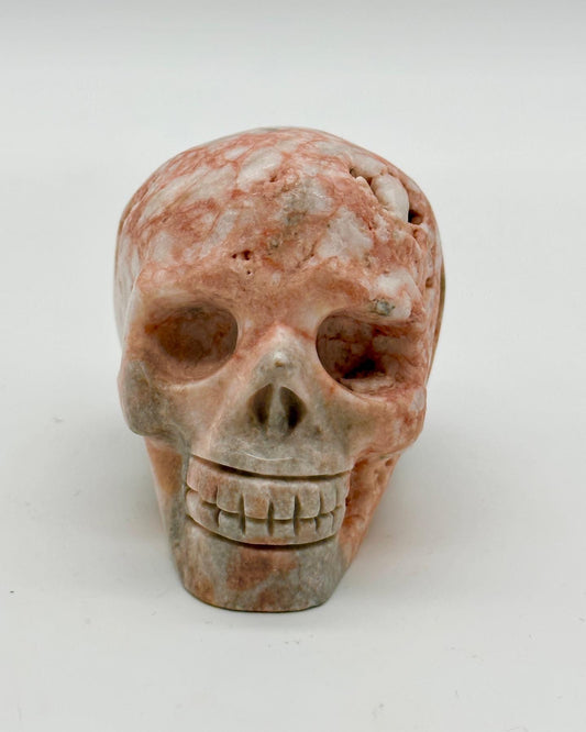 Pink Zebra Jasper Skull, Crystal skull, Jasper Skull - 3.9 inches tall