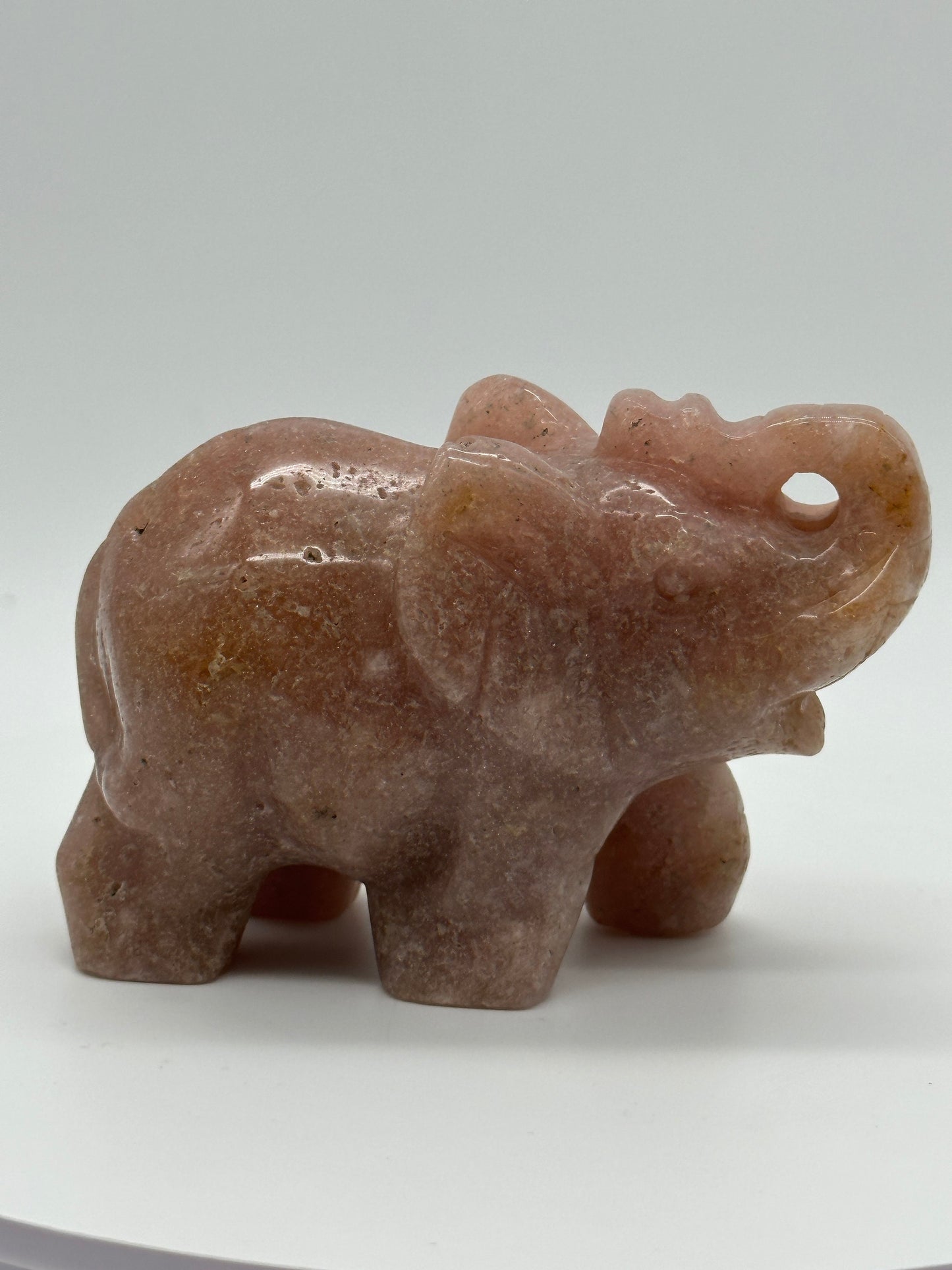 Pink Amethyst Elephant Carving, 4.2 inches tall