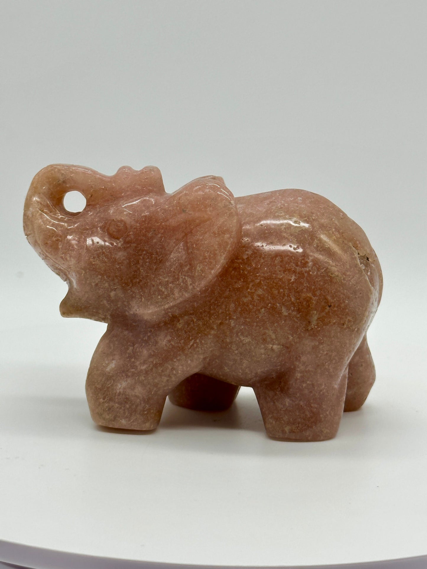 Pink Amethyst Elephant Carving, 4.2 inches tall