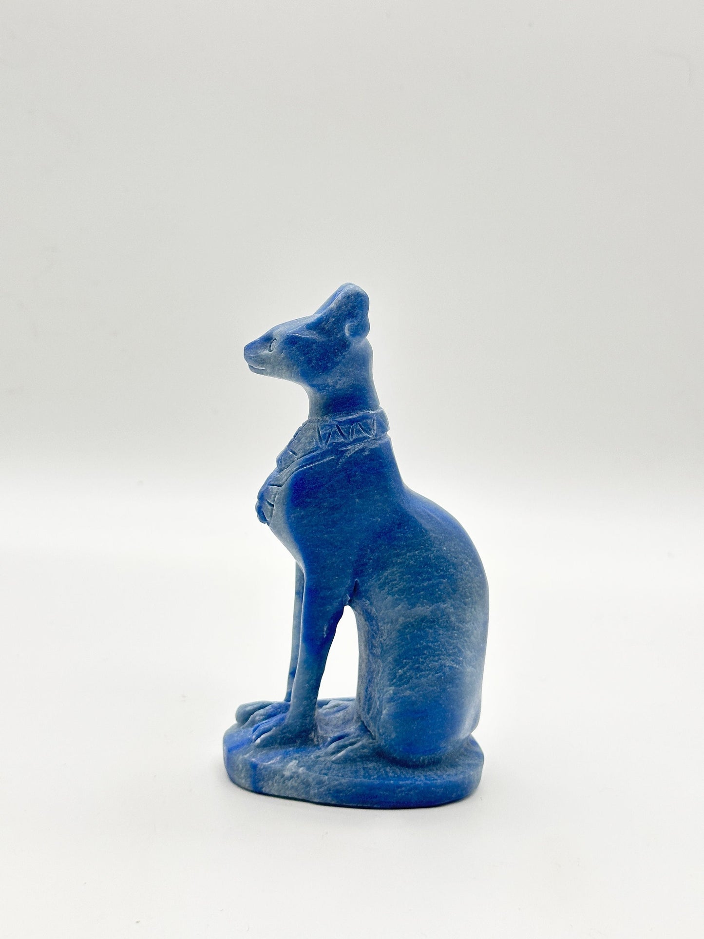 Large Stunning Blue Aventurine Egyptian Cat Carving, Cat Carving, Hand Carved, 9 inches tall