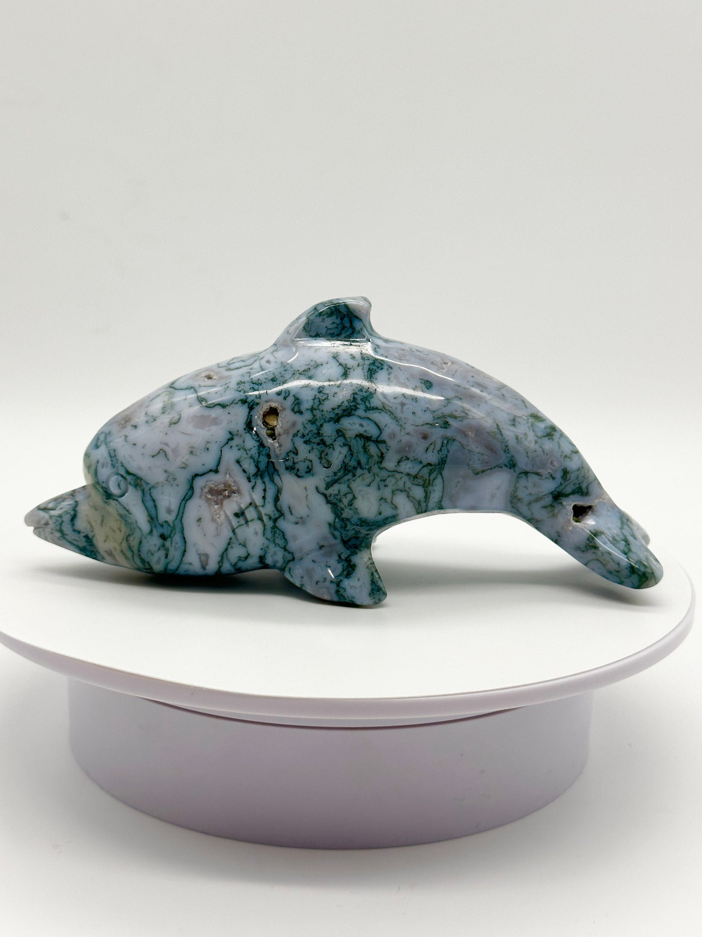 Large Beautiful Moss Agate Dolphin, Dolphin Carving, Agate Dolphin, Animal Figurine, Gift item, Home Decor, Healing Crystals