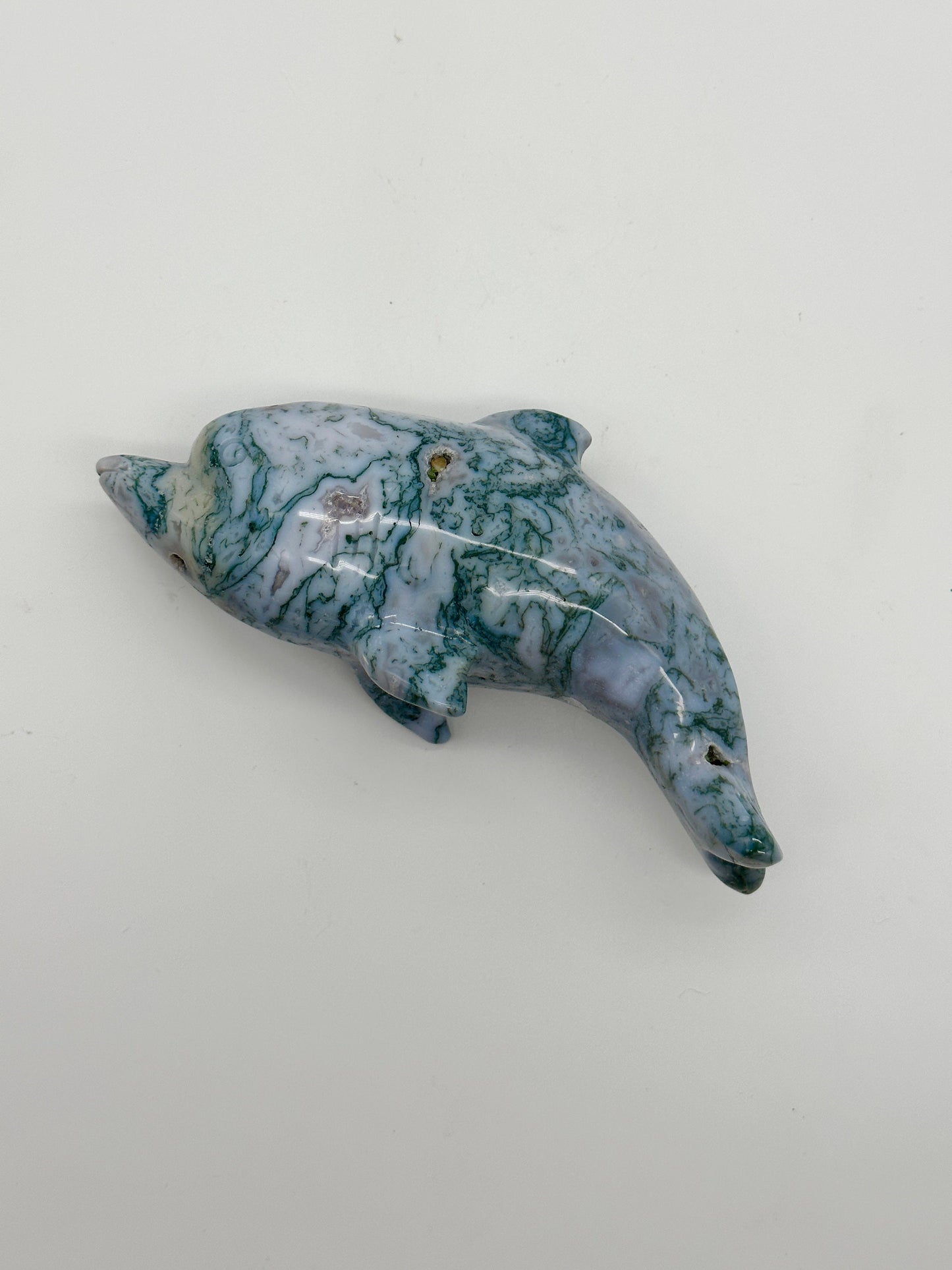 Large Beautiful Moss Agate Dolphin, Dolphin Carving, Agate Dolphin, Animal Figurine, Gift item, Home Decor, Healing Crystals