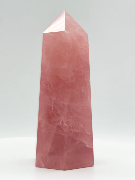 Natural Rose Quartz Tower, Rose Quartz Point, 360 grams and 5 inches tall , Healing Crystals