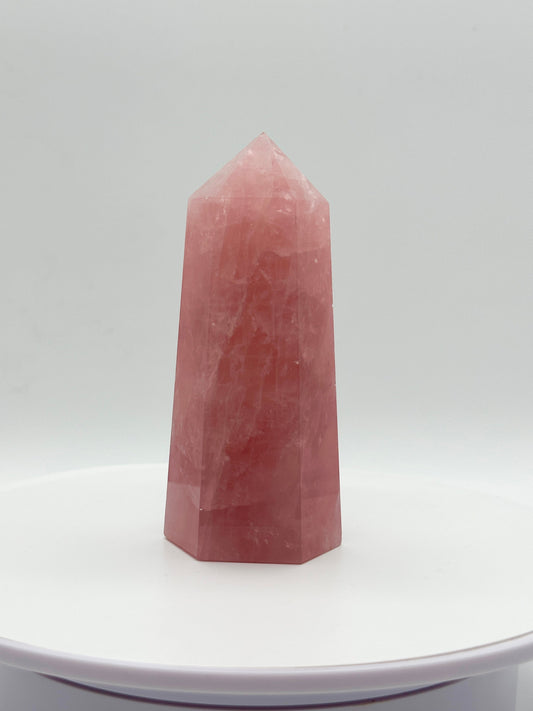 Natural Rose Quartz Tower, Rose Quartz Point, 360 grams and 5 inches tall , Healing Crystals