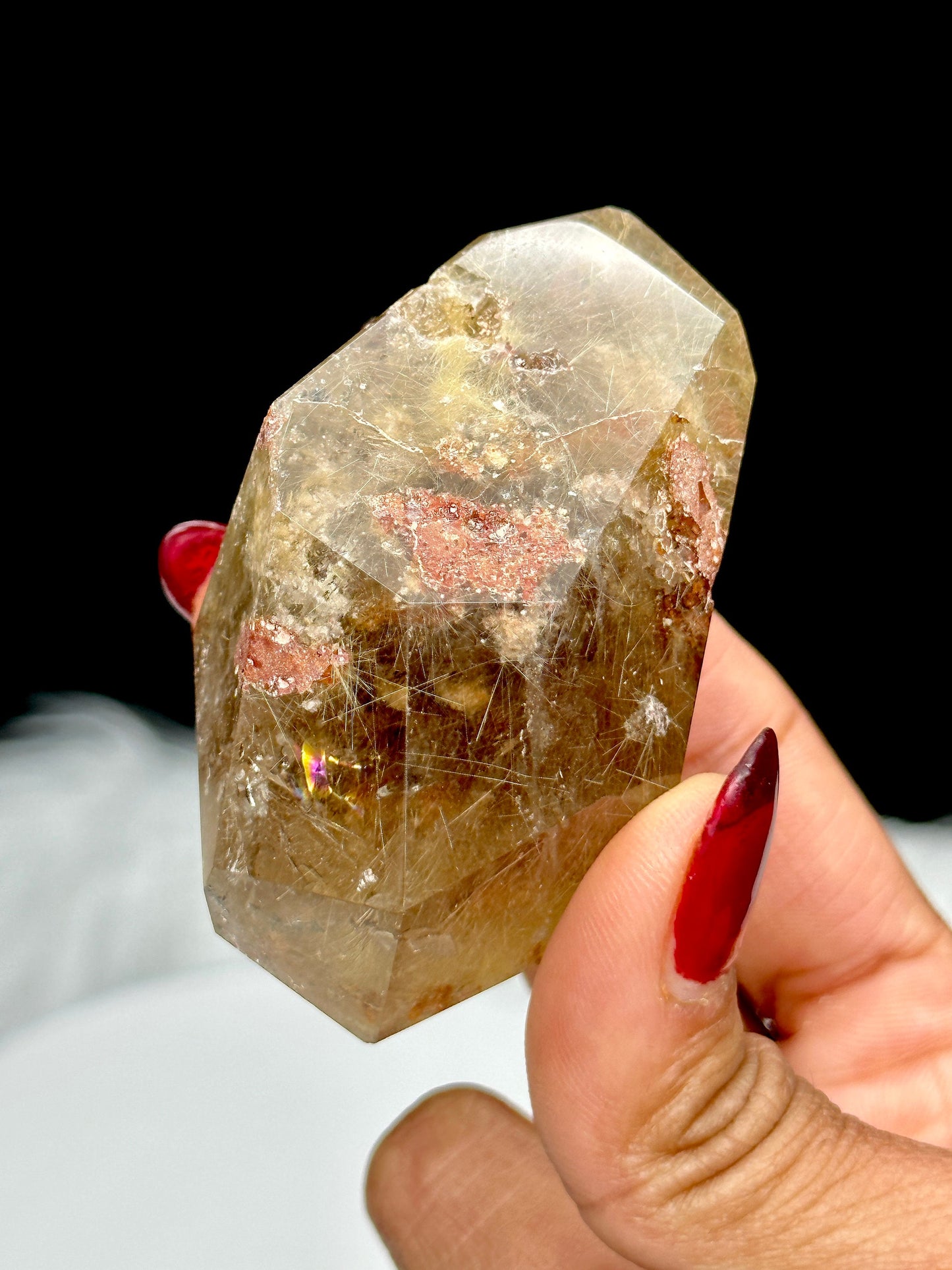 Golden Rutile Quartz with inclusions, Rutile quartz freeform, Rutile Garden quartz freeform