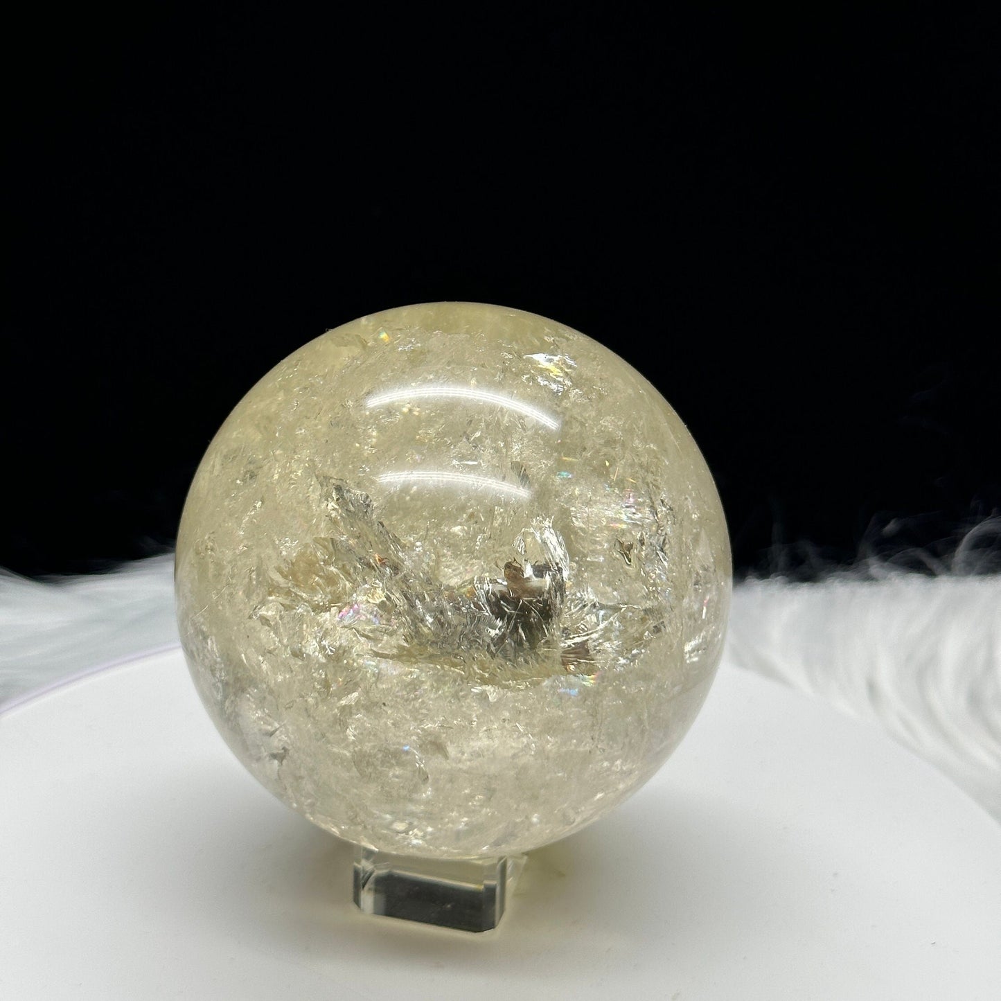 Large Citrine Sphere with Rainbows, Natural Citrine Sphere, Brazilian Citrine Sphere, 1kg weight , Rainbow Crystal Ball ~ Genuine Citrine