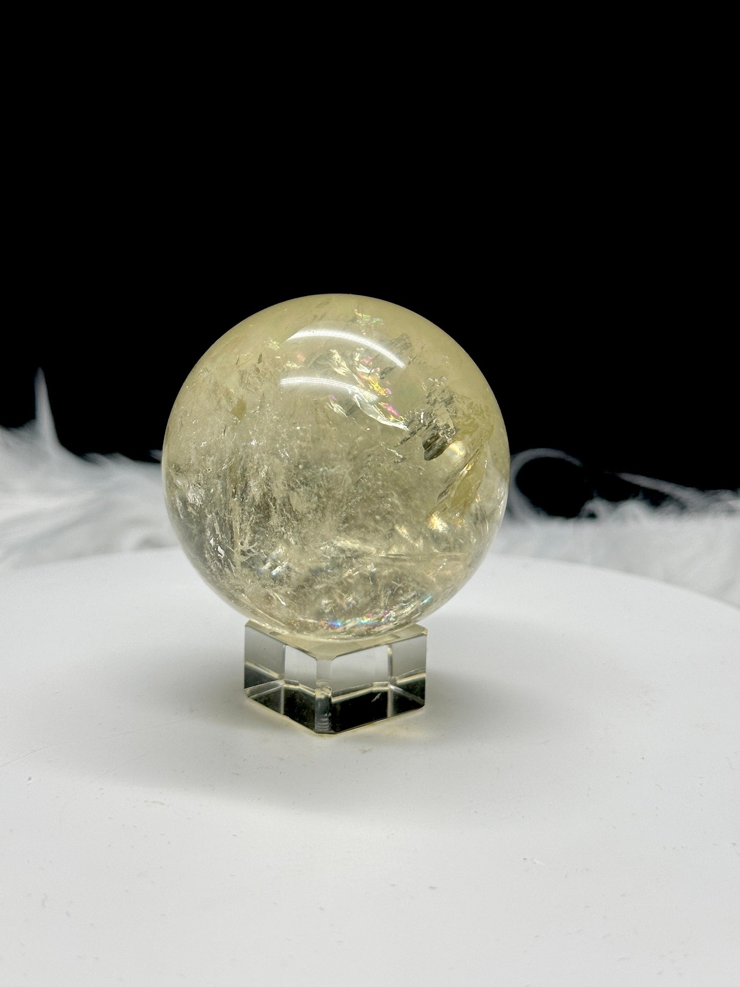 High Grade Natural Citrine Sphere with Rainbows