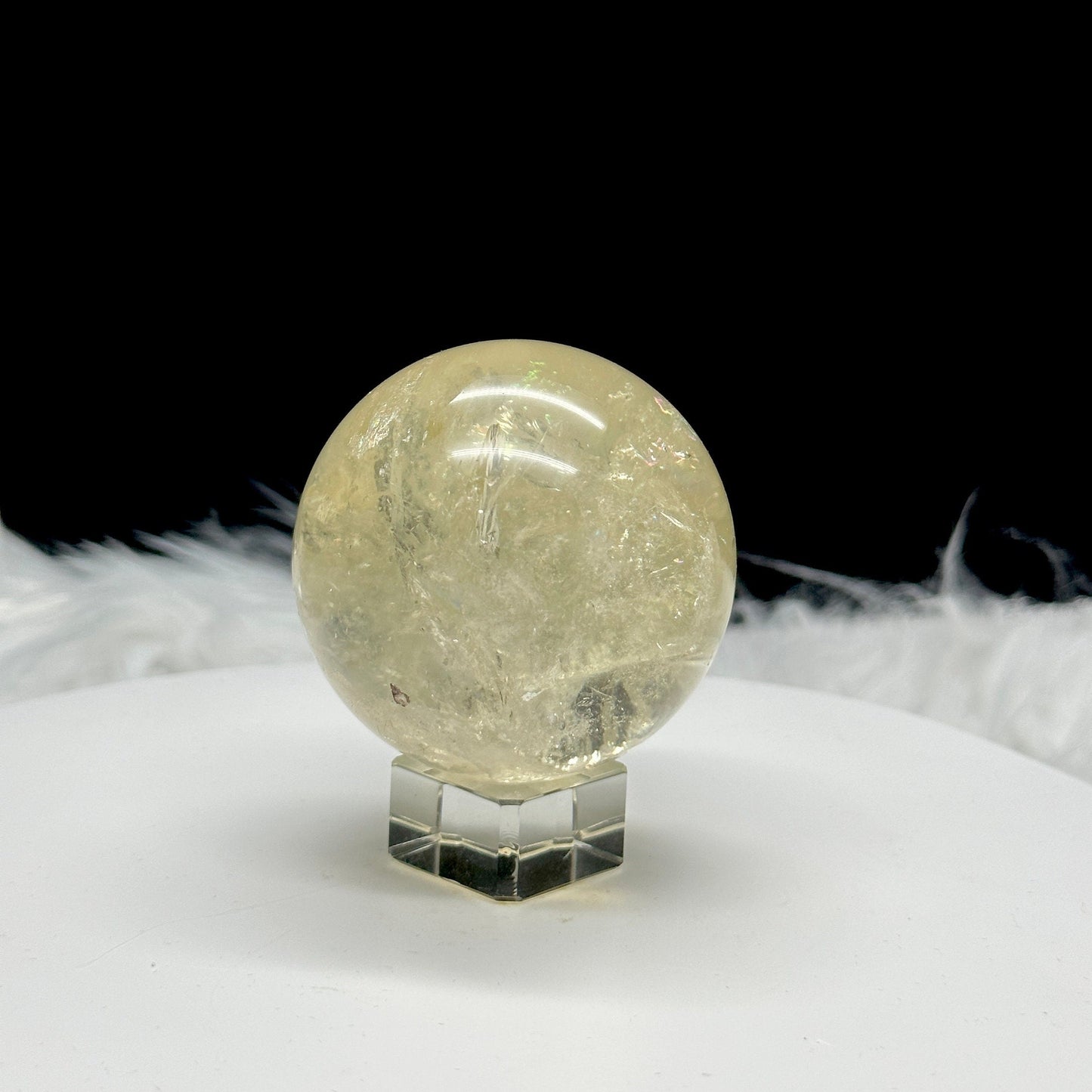 High Grade Natural Citrine Sphere with Rainbows