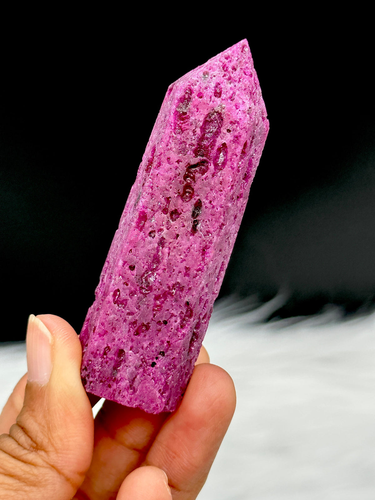 Ruby Crystal Tower Sparkling Natural Ruby Tower, Ruby Point 2.5-3