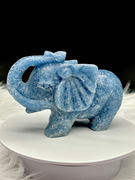 Blue Celestite, Blue Celestite elephant, Elephant Carving,crystals and minerals,Crystal carvings