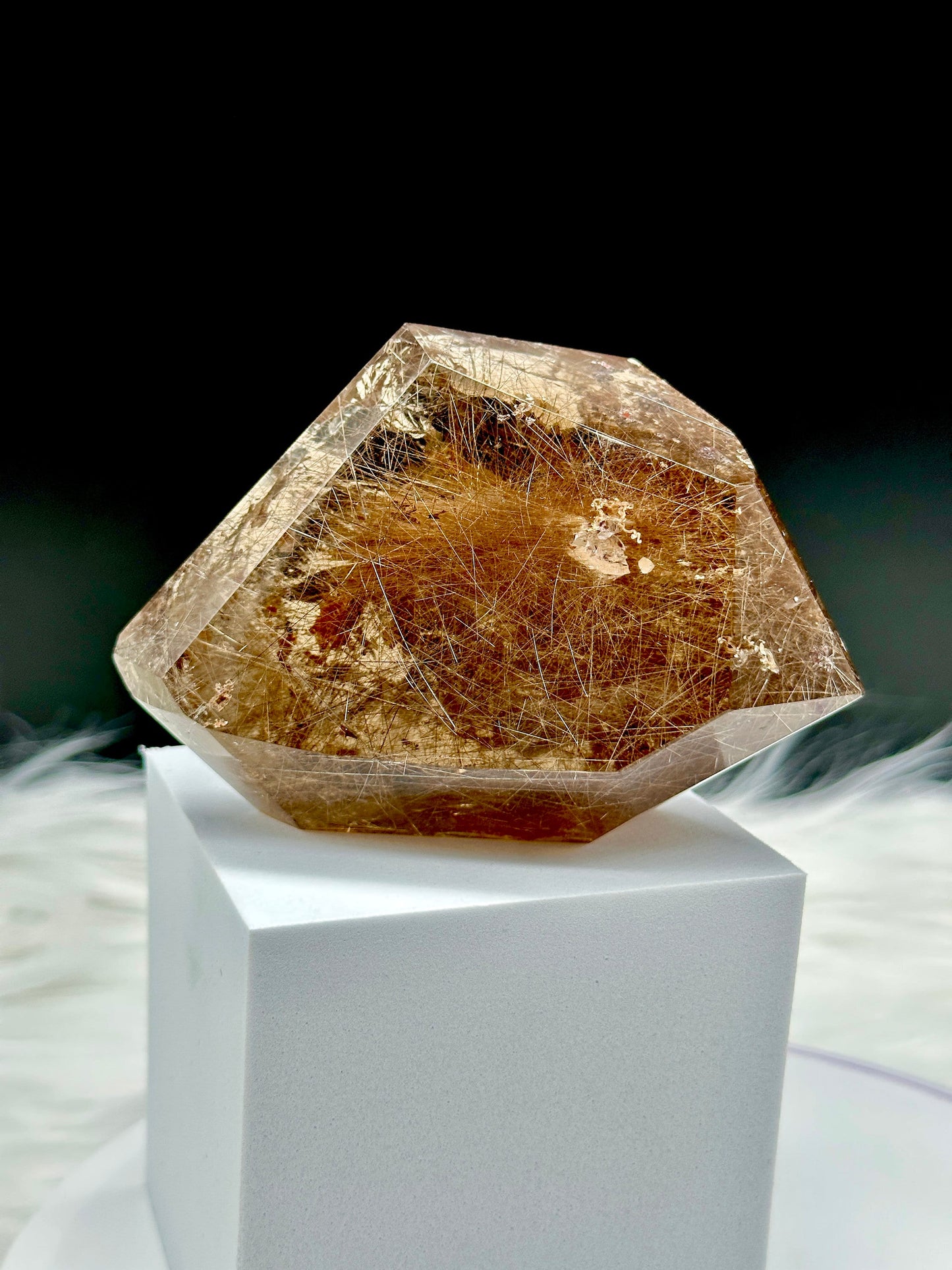 Beautiful large Rutile quartz freeform, Smoky quartz freeform with rutile, Rutile in Quartz