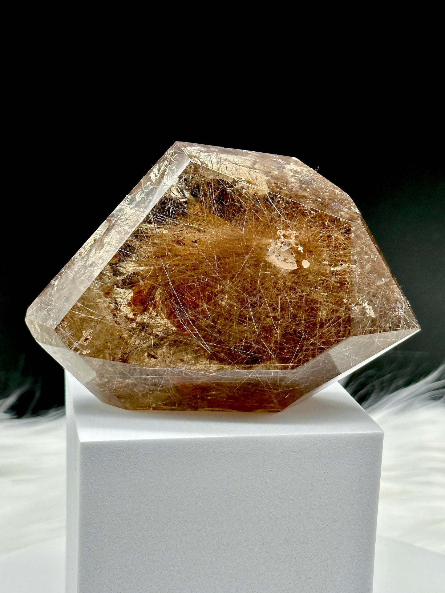 Beautiful large Rutile quartz freeform, Smoky quartz freeform with rutile, Rutile in Quartz