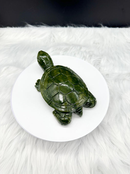 Green Jade Turtle, Turtle Crystal Carving, Lucky Turtle Amulet, Jade Tortoise, Friendship Gift, Reiki Gift, Reiki Healing