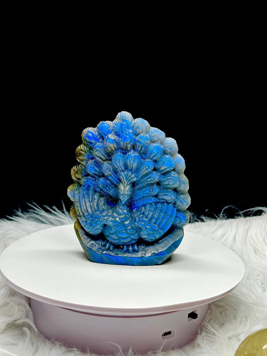 Beautiful Labradorite Peacock Carving, Unique crystal carving, , Crystal Healing, Collectible Fine Art Sculpture, Home Decor.