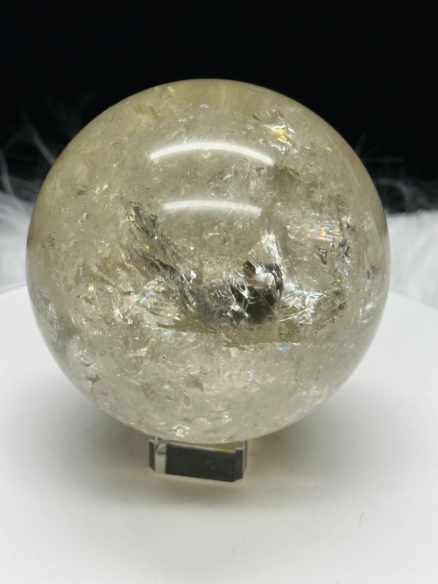 Large Citrine Sphere with Rainbows, Natural Citrine Sphere, Brazilian Citrine Sphere, 1kg weight , Rainbow Crystal Ball ~ Genuine Citrine