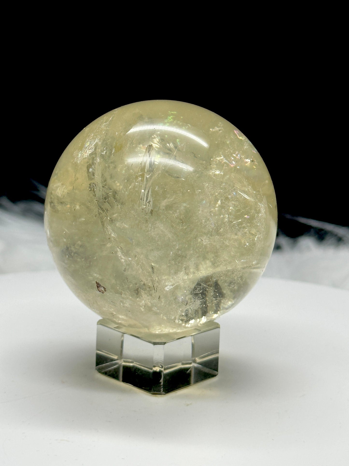 High Grade Natural Citrine Sphere with Rainbows