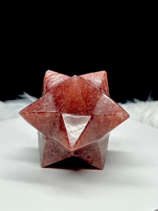 Strawberry Quartz Merkaba, quartz merkaba, Hexagonal Star Crystals and Healing Stone