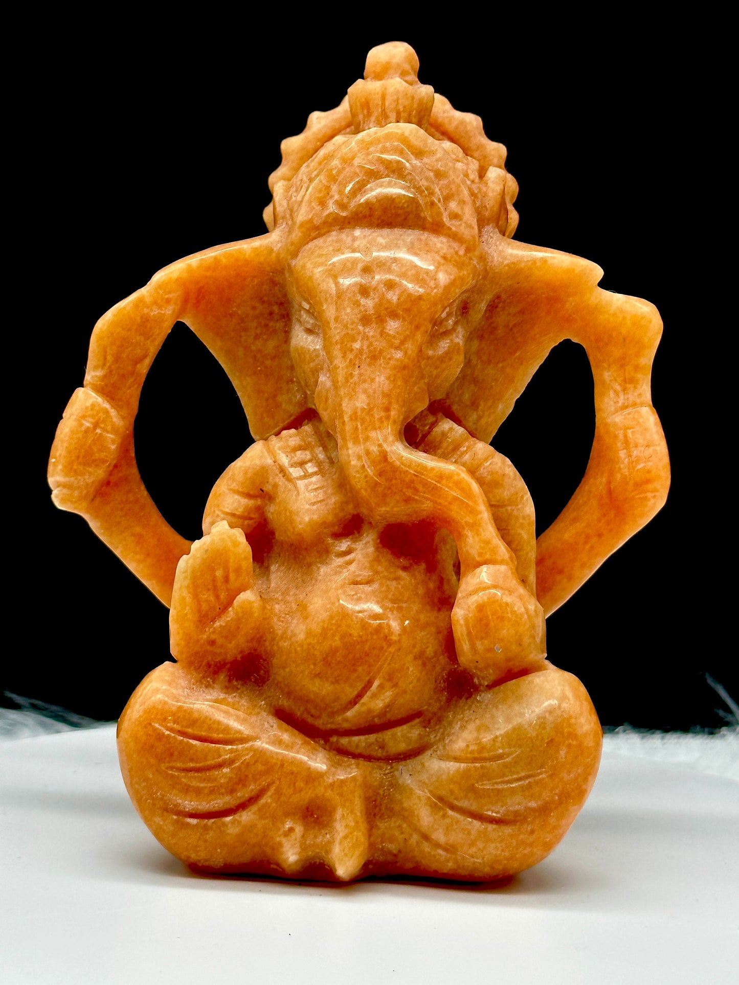 Orange Aventurine Carving of Ganesh - Lord Ganesha Idol in Crystals/Gemstone - Reiki/Chakra/Healing/Energy