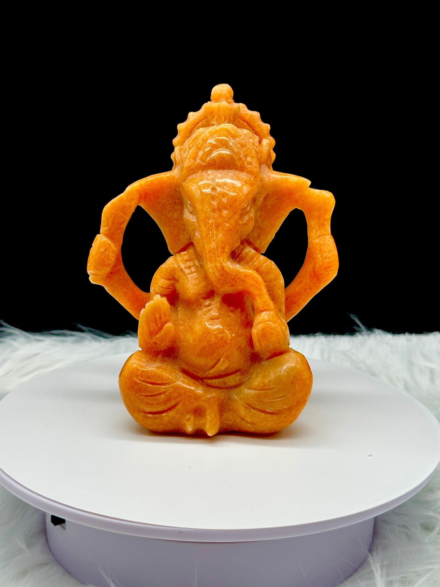 Orange Aventurine Carving of Ganesh - Lord Ganesha Idol in Crystals/Gemstone - Reiki/Chakra/Healing/Energy