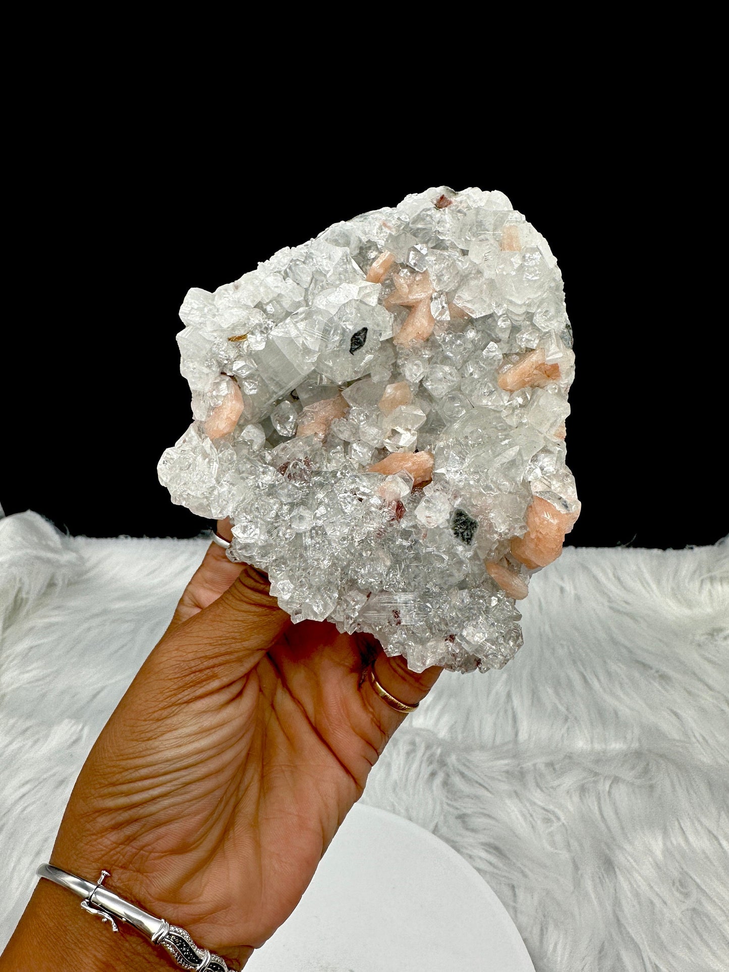 Large Apophyllite with Peach Stilbite