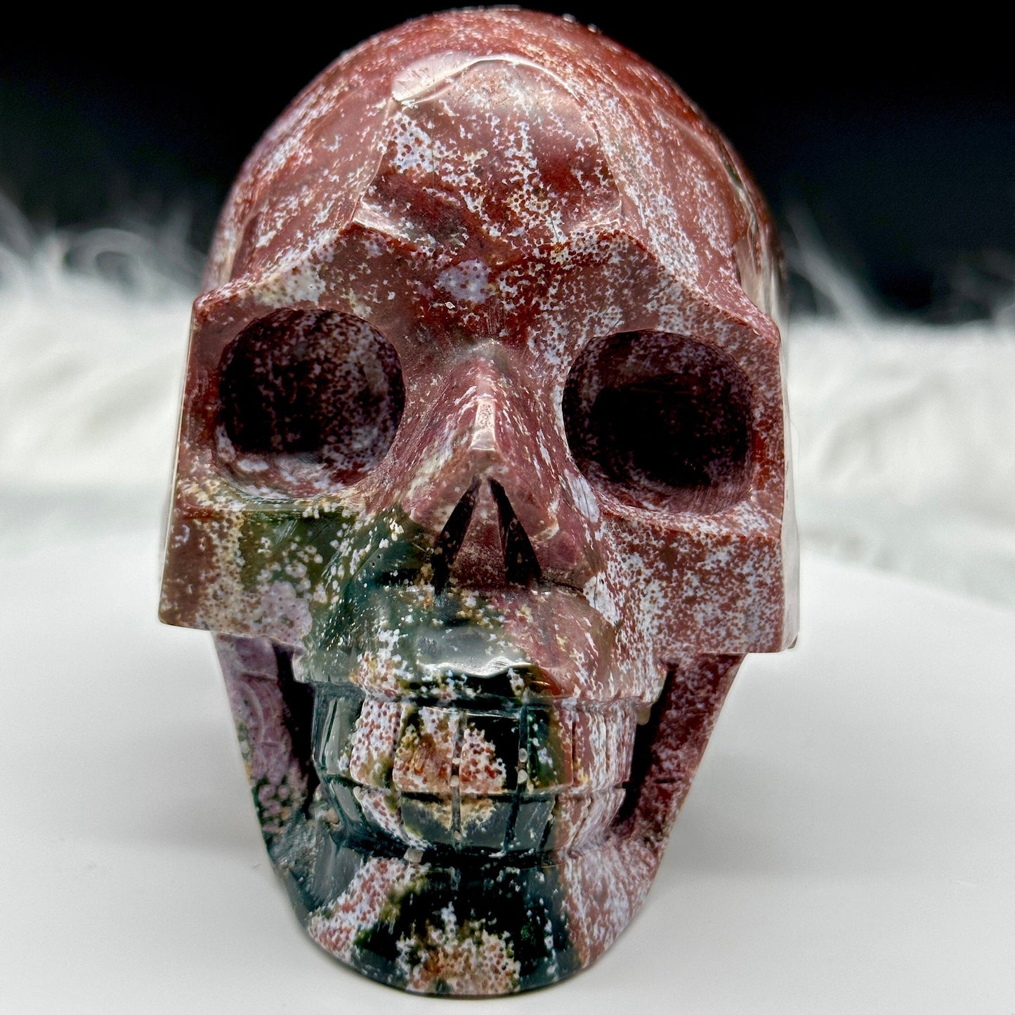 Beautiful Large Ocean Jasper Skull, OJ Skull, 5 inches tall