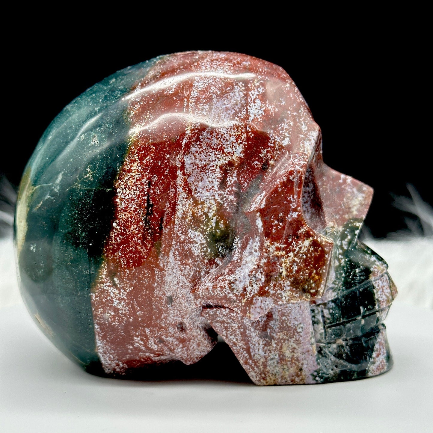 Beautiful Large Ocean Jasper Skull, OJ Skull, 5 inches tall