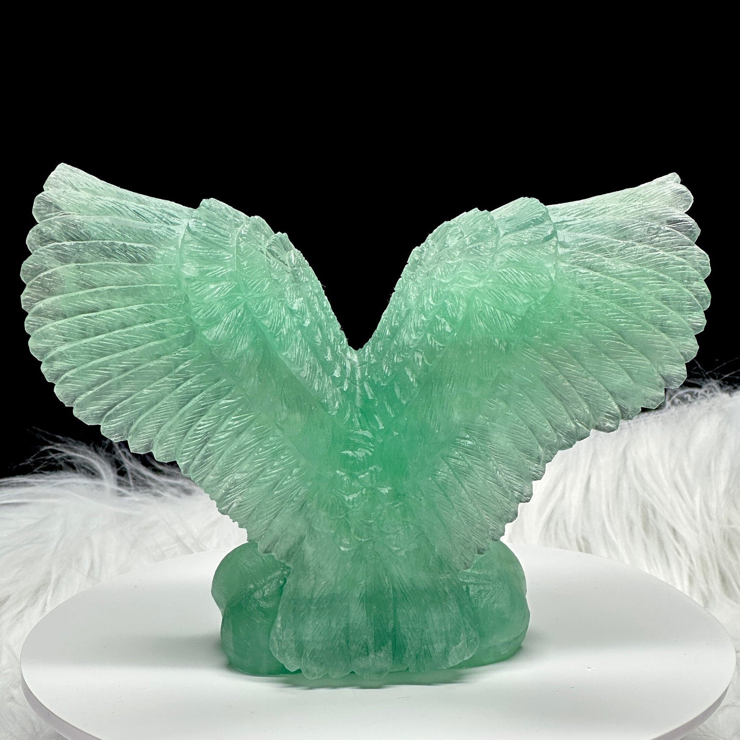 High Quality Green Fluorite Crystal Eagle Carving, Hand Carved Fluorite Eagle