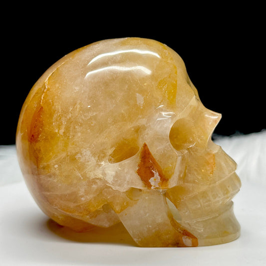 Beautiful Golden Healer Skull Carving, Golden Healer Crystal Skull