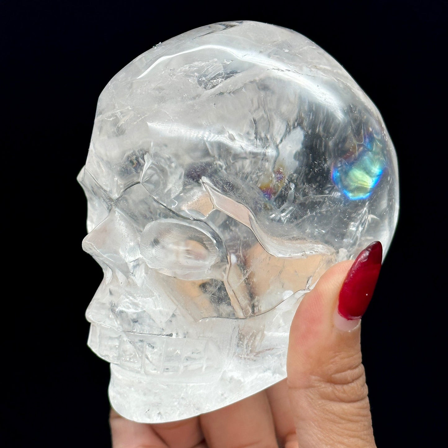 Large Beautiful Himalayan Clear Quartz Skull, Himalayan Quartz Skull with rainbows